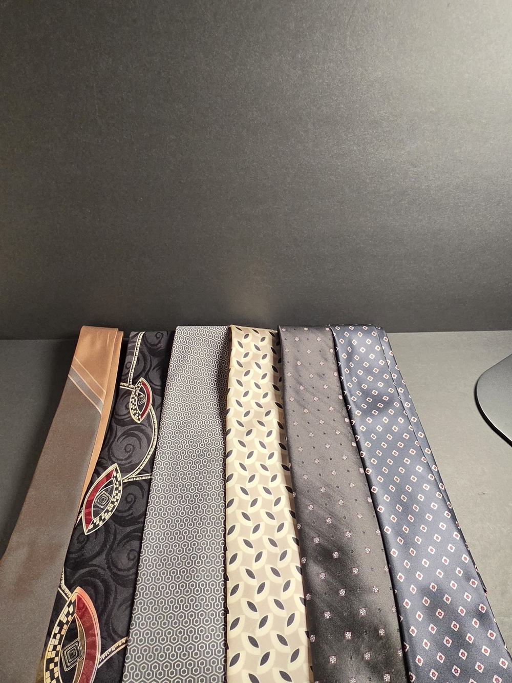 Men's Mixed Pattern Tie Set - Black, Navy, Brown, Cream